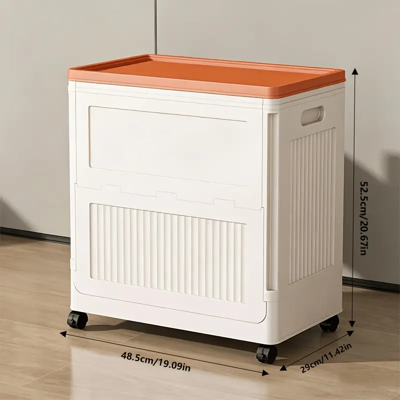 Collapsible storage box with lid, sturdy and durable storage cabinet, storage cabinet with wheels and dustproof cover, featuring dust protection function, space-saving closet organizers and storage containers, furniture storage units for small spaces