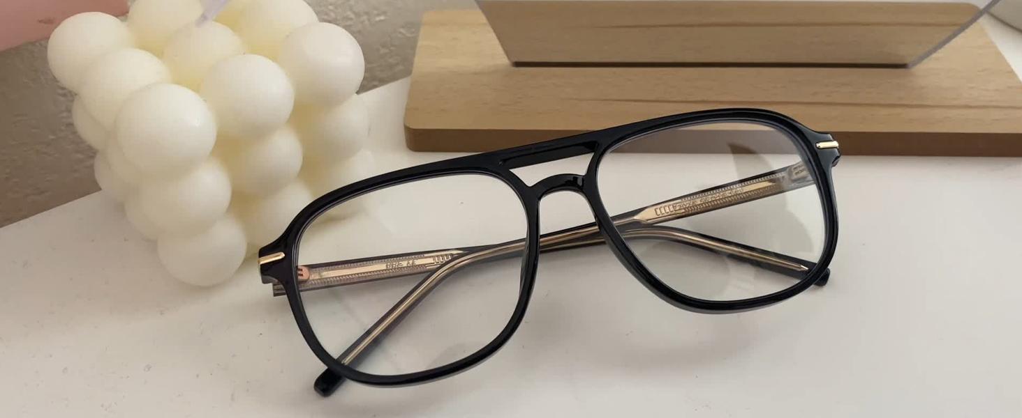 Blue Light Blocking Glasses-Oversized Square Aviator 70s Frame Eyeglasses for Women Men Computer Eyewear(Leopard)