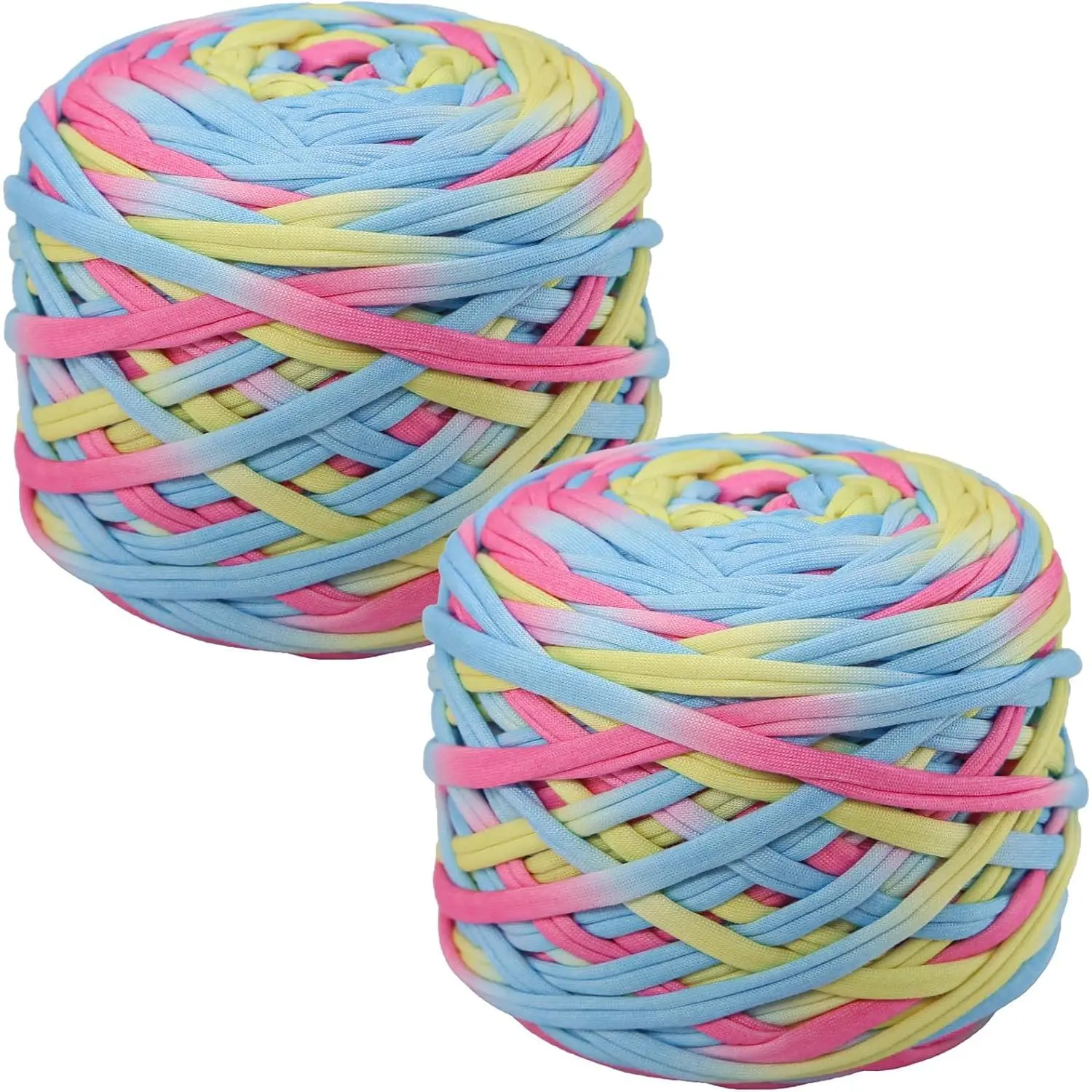 2 PCS 800g T-Shirt Yarn Elastic for DIY, 130 Yards Spaghetti Thick Yarn for Hand DIY Bag Basket Cushion Crocheting Projects,Home Decor 04