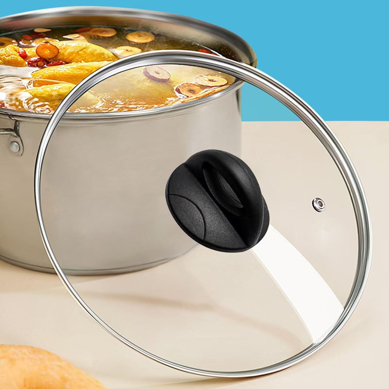 2 count Universal Pot Lid Top Replacement Knob, Bakelite Pan Lid Holding Handle, Heat Resistant and  Static Electricity, Easy Installation Easy Grip Kitchen Cookware Pot Lid Knob