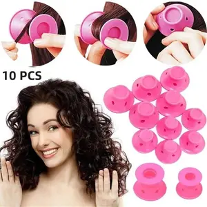 10-Piece Hair Curling Set, 5 Large & 5 Small Mushroom-Shaped Rollers, Silicone Material, Easy-To-Use Hairstyling Tools