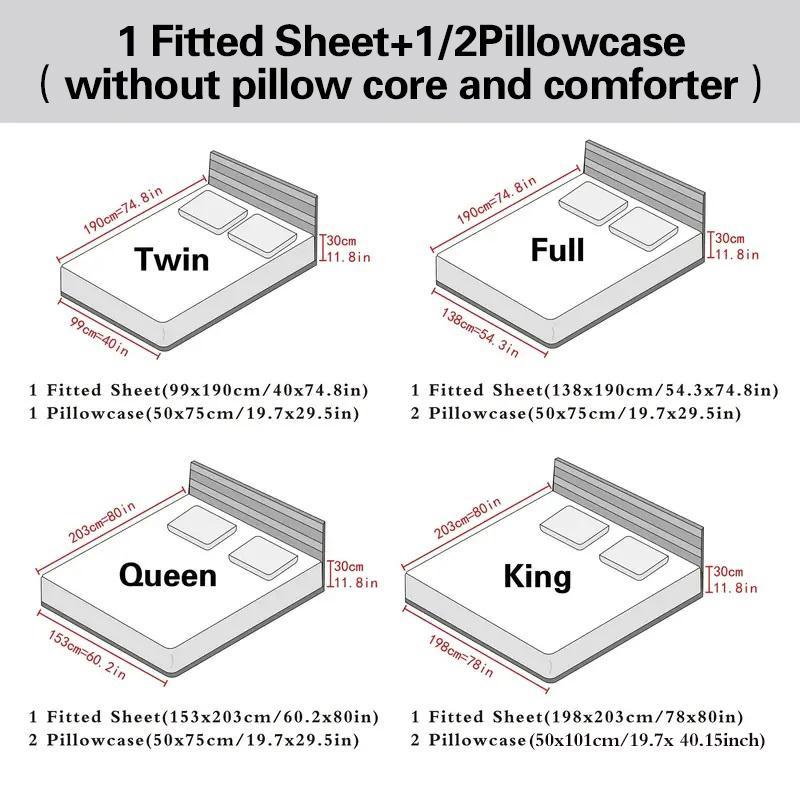 Solid Color Fitted Sheet Set, 2/3 Counts/set Including 1 Count Fitted Sheet & 1/2 Counts Pillowcase, Soft Comfortable Bedding Set for Home Bedroom
