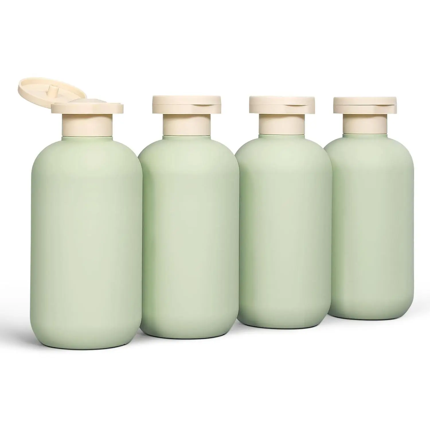 6.6oz Travel Bottles for Toiletries, Larger Plastic Travel Squeeze Bottles Leak Proof Refillable Toiletry Containers with Flip Caps and Labels for Shampoo Conditioner Lotion (Green, 4 count)