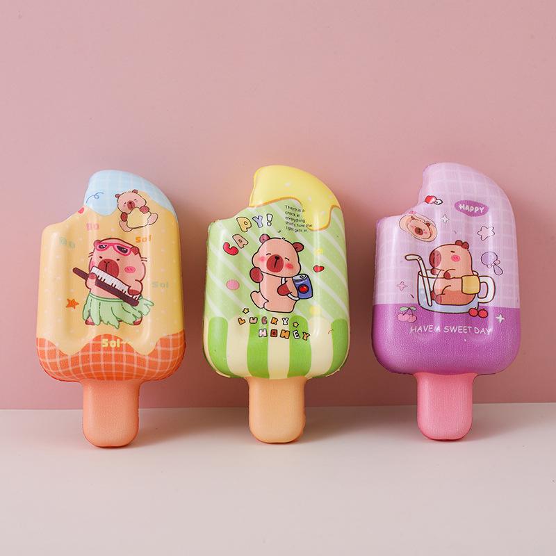 6Pcs Capybara Ice Cream Squishy Toys, Slow Rising Kawaii Popsicle Squeeze Toy, Soft PU Stress Relief Fidget for Kids Adults, Party Favors