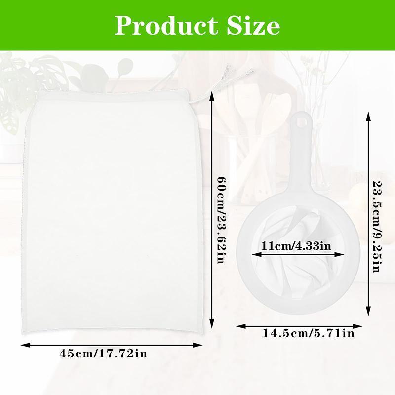 Reusable Mesh Nylon Filter Bag & Portable Filter Net, Kitchen Filtering Tool with Simple Filtration Design, Suitable for Brewing, Nut Milk, etc, Coffee