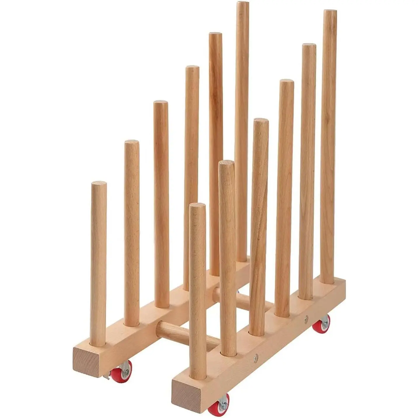 Storage Rack with Brake Caster Wheels, Art Drying Rack, Canvas Storage Rack, Wood Storage Stand for Drawing Board Prints, Perfect for Studios Galleries Museums Art Venues (12in)