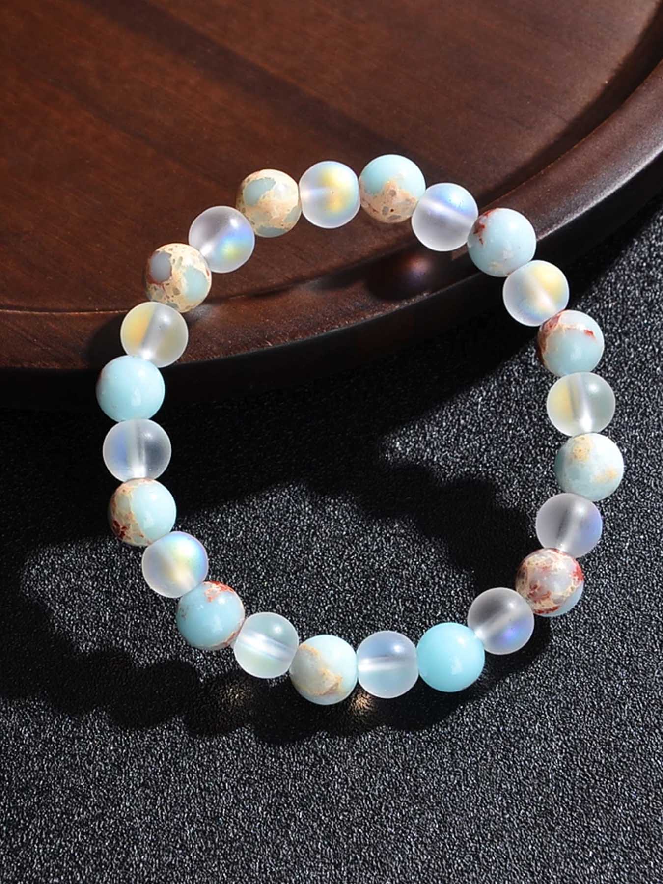 Bohemian Style Faux Shoushan Stone Beaded Elastic Bracelets, Vintage Colorful Handmade Couple Jewelry, Casual Natural Stone Accessories, Exquisite Bracelet, High Quality Bracelet