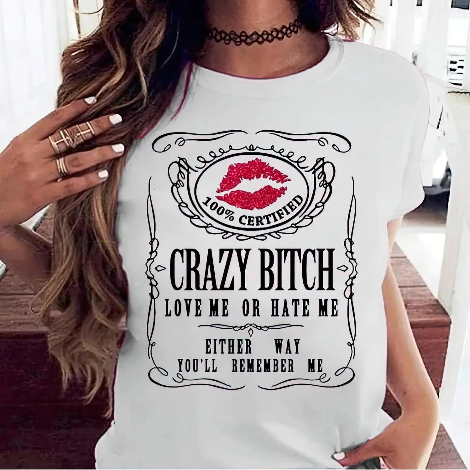 Women's Casual Cotton Short-Sleeve Graphic Tee, Humorous Bold Statement Design
