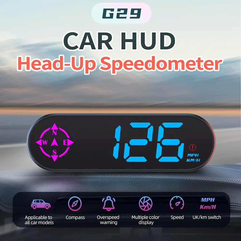 All Vehicle Compatible Automotive HUD Car HUD Digital Dashboard Speedometer With Overspeed Warning MPH KM/H Switch