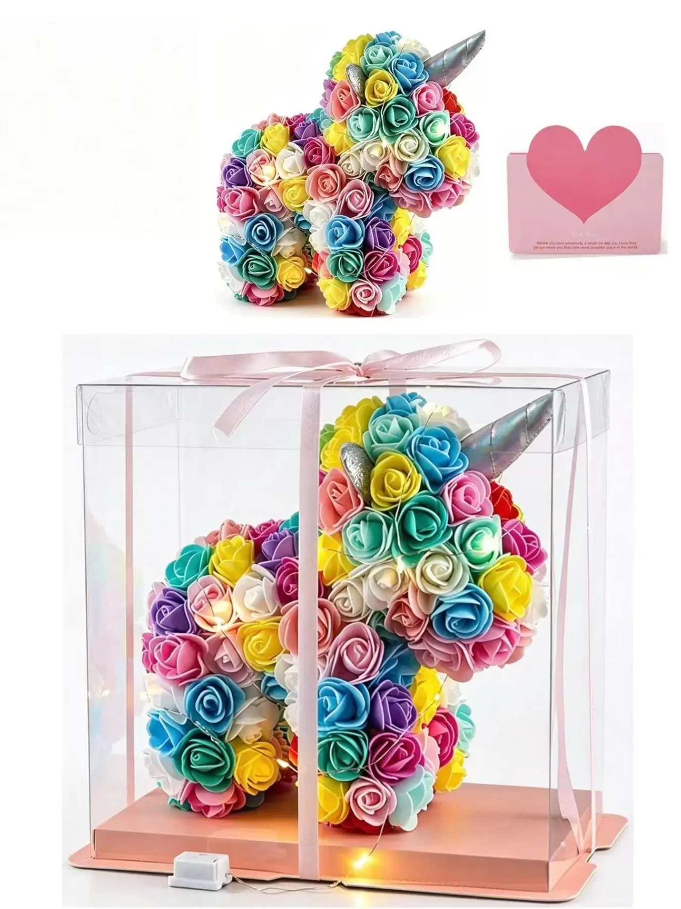 Unicorn Handmade Rose Flower Valentine's Day Gift Set, Creative Memorial Present for Mom, Girlfriend, Best Friend Birthday Gift
