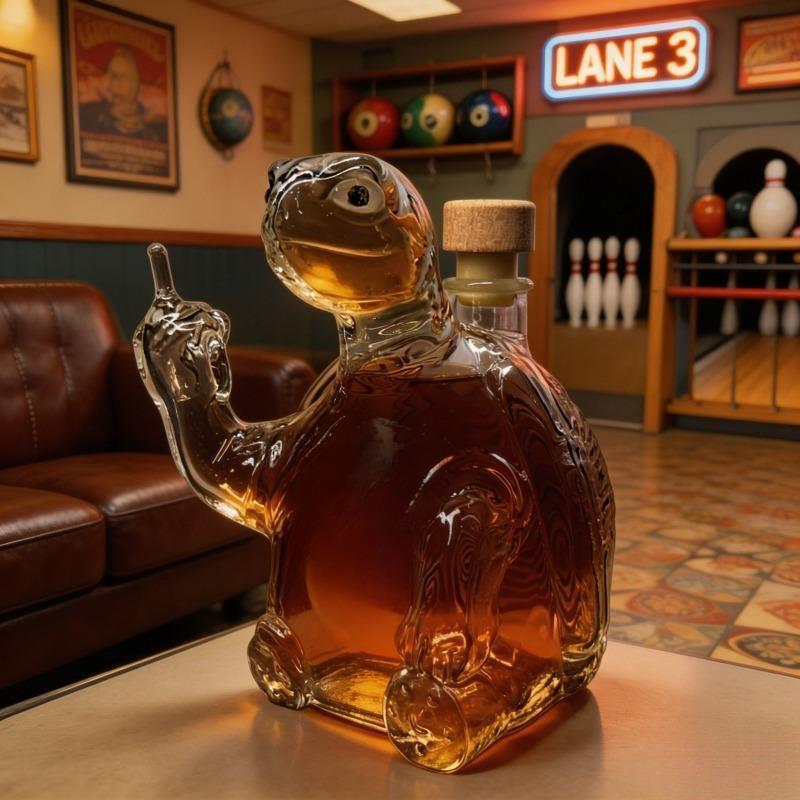 Novelty Turtle Glass Whiskey Bottle, Decorative Liquor Storage Container for Brandy, Vodka & Wine, Stylish Home Bar Accent and Great Gift Choice