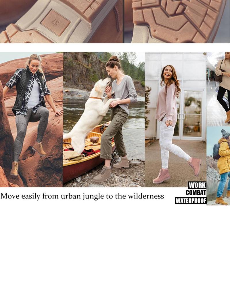 Athlefit 2025 New Style Fashion Women's Waterproof Hiking Combat Boots - Lace-up Low-top Short Boots - Ankle Guard Boots - Women's Winter Boots - Comfortable Casual Outdoor Shoes - Girl's Style