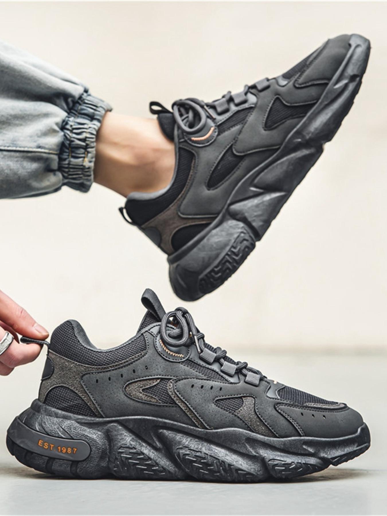 Men's Fashionable Patchwork Lace Up Low Top Sneakers, Casual Comfortable Breathable Contrast Mesh Sports Running Shoes, Trendy All-match Sneakers for Daily Wear