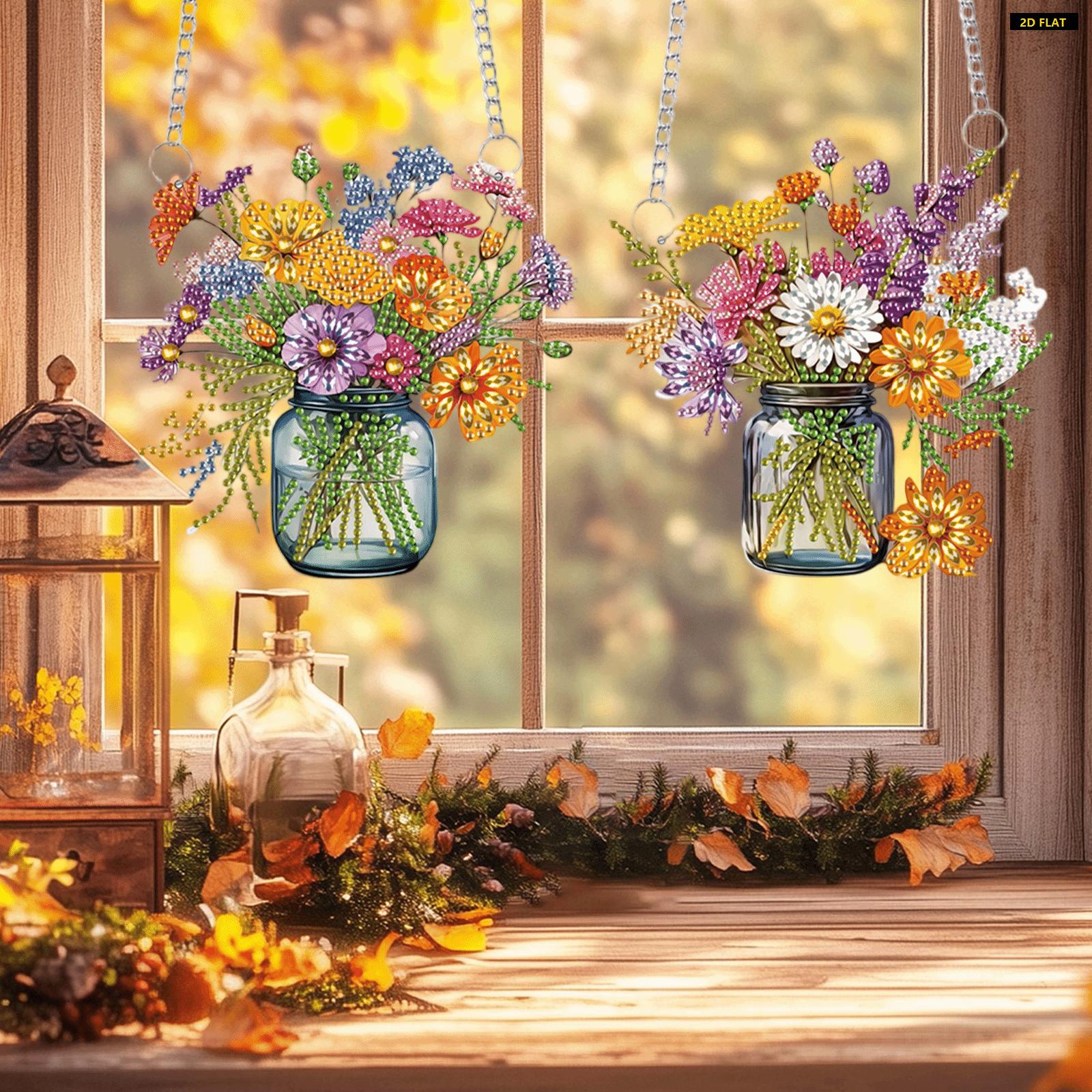 2D FLAT2Pcs 2D/Flat DIY Special Shape Hanging Diamond Art Kits Diamond Painting Set Rhinestone Diamond Art Window Pendants Diamond Art PenDiamond Painting Kit is Suitable for Decorations. Create Unique DIY Handicrafts, Making Gifts Distinctive and Unique!