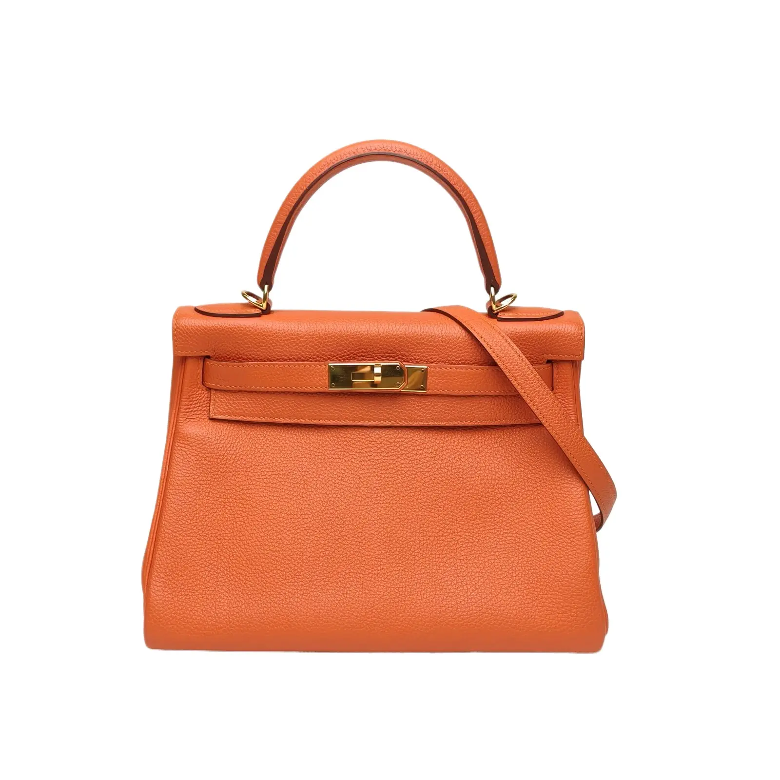 Pre-owned HERMÈS Kelly 28 93 Hermes Orange Togo Leather p236172197