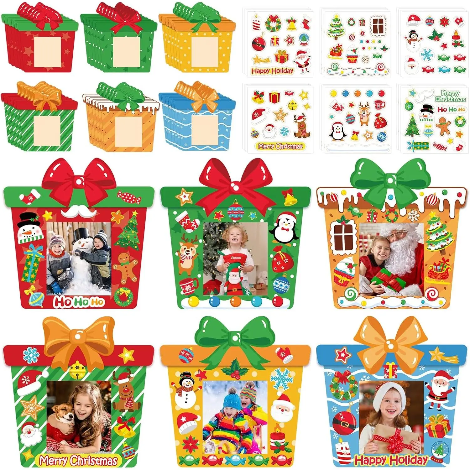 24 count Christmas Picture Frame Ornaments Paper DIY Photo Frame Craft Set  Decorations For Christmas Tree Decor ( Box)