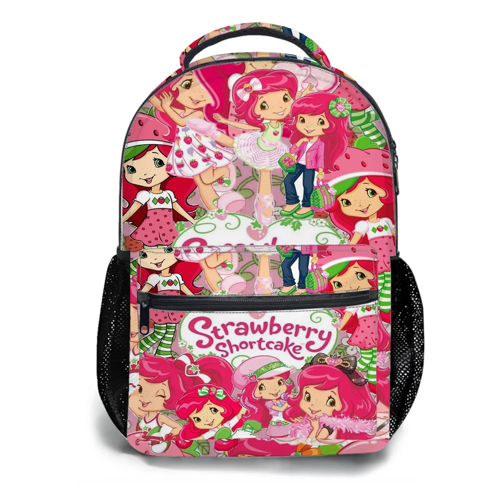 strawberry shortcake Y2K Fashion School Backpack for Teen Girls, Cute Cartoon Aesthetic Student Bookbag with Padded Shoulder Straps, Large Capacity Casual Daypack and Travel Bag for Kids a-186