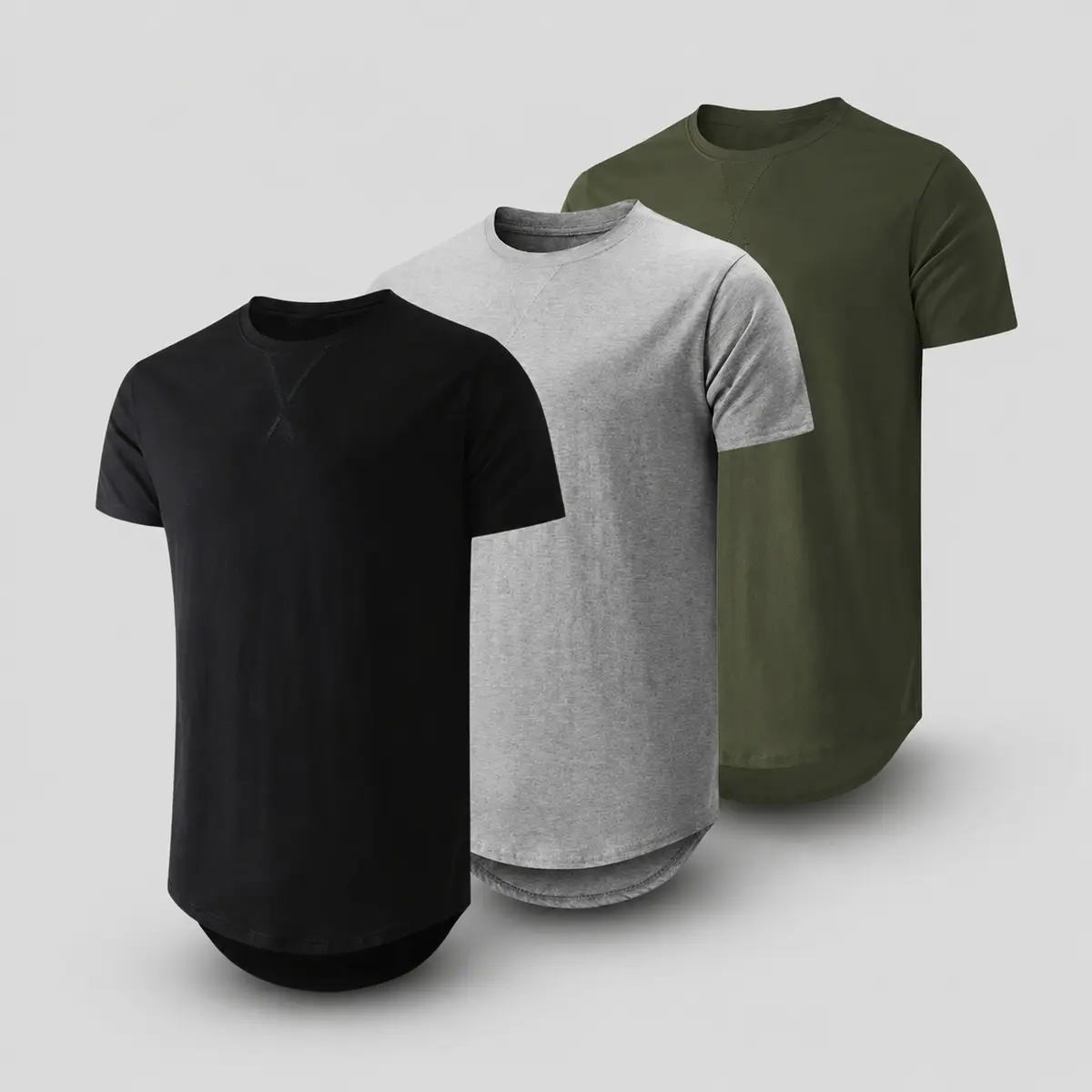 Mens 3 Pack Cotton Hipster Hip Hop Longline Crewneck T-Shirt,Menswear Casual Tshirt Tops,TikTokShopfalldealsforyou