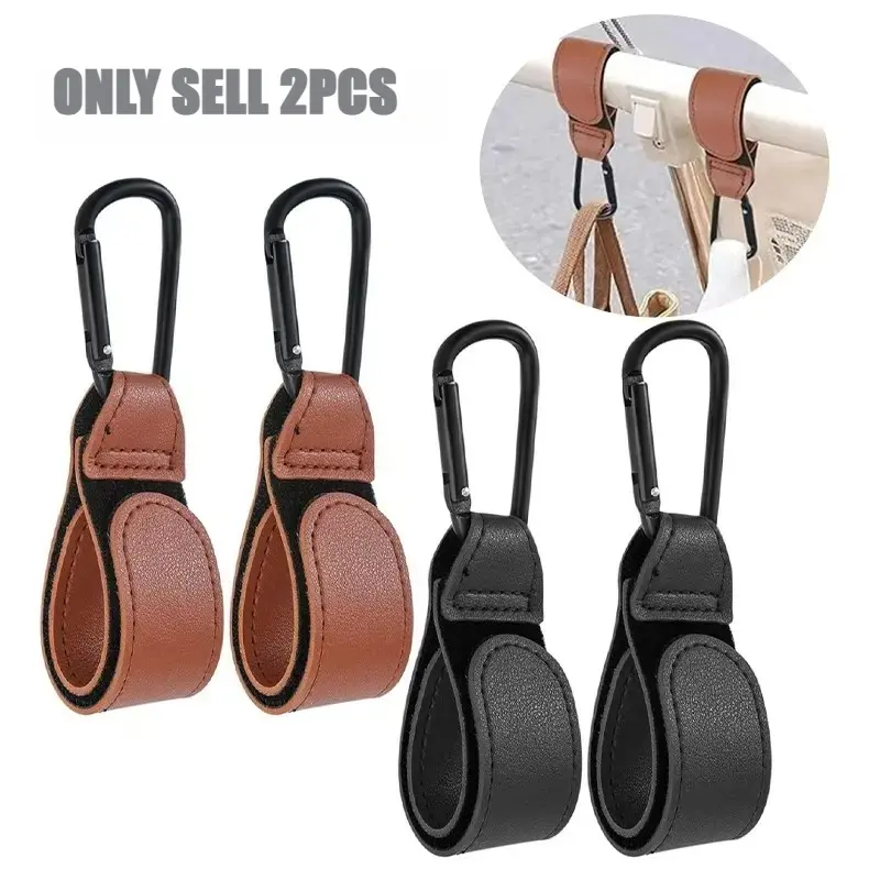 Baby Stroller Hooks, Stroller Accessories, 2 Pcs Portable Outdoor Carabiners, Holds Up to 22 Lbs, Aluminum Alloy & Nylon Straps, Multi-Functional Clips, Travel