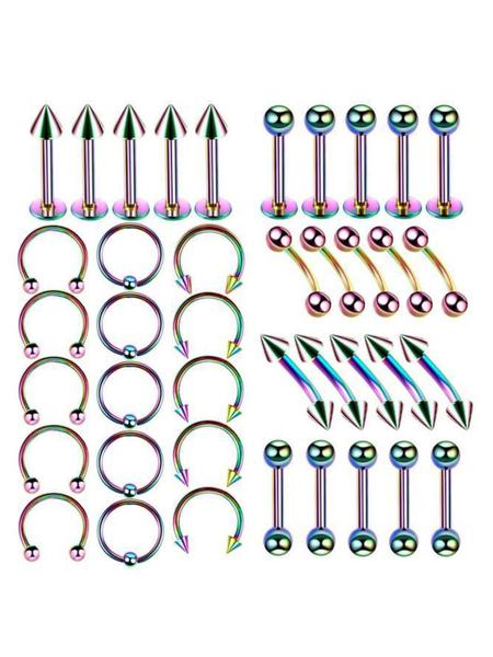 40-Piece Minimalist Stainless Steel Nose Studs and Lip Rings Set, Hypoallergenic Body Jewelry for Men and Women, Versatile Piercing Accessories, Nose Piercings Kit