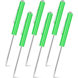 6 Pieces Green Mini Magnetic Pocket Screwdriver with Single Blade Head for Mechanical and Electrician Use