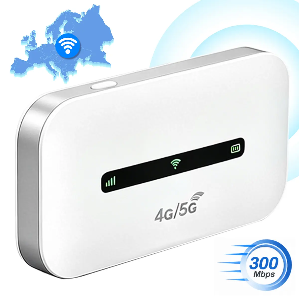 4G LTE Pocket WiFi Hotspot, 300Mbps High Speed Pocket WiFi Equipped with 3000mAh Battery & WPA3 Encryption, Shared WiFi Access Ideal for Europe Travel, Camping, Outdoor & Business Use EU & UK