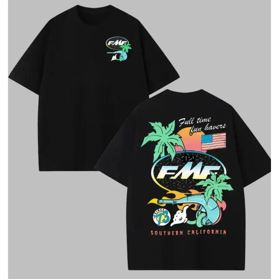 Day Glo FMF Racing Shirt 2 Sides Cotton Truck T-shirt Gift for Racing Fans Biker Apparel For Men Women Summer Shirt Y2K Vibe Comfort Casual Menswear tees