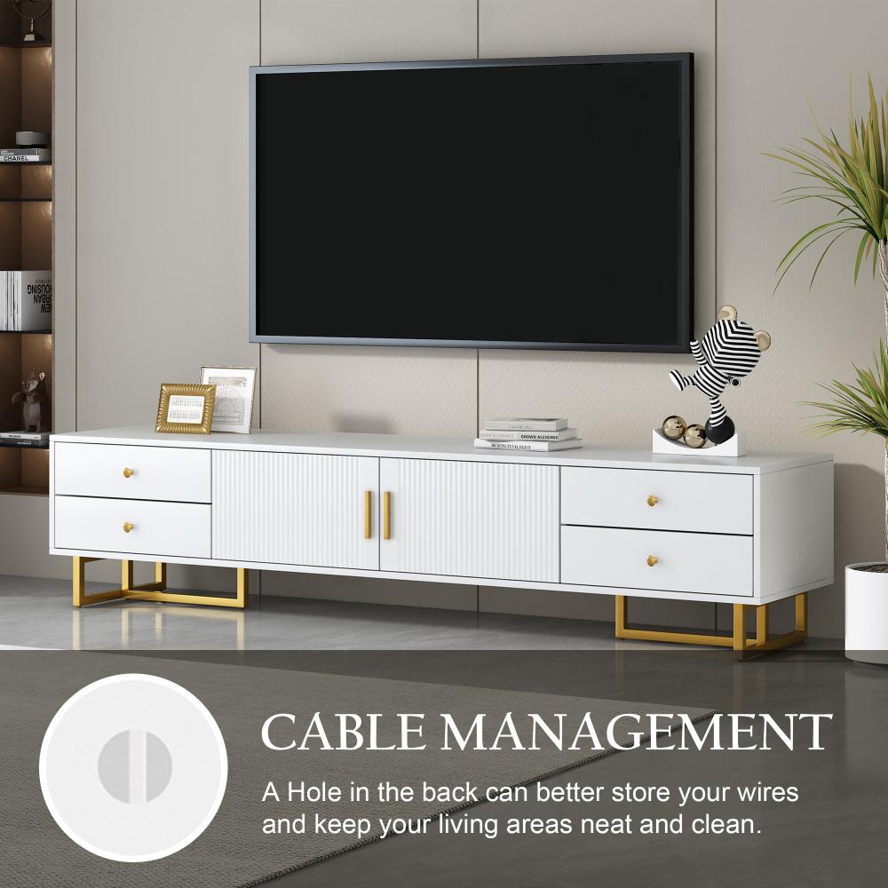 VIBE HAUS TV Stand for 65+ Inch TV, Entertainment Center TV Media Console Table, Modern TV Stand with Storage, TV Console Cabinet Furniture for Living Room