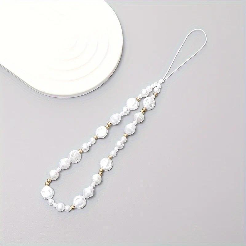 New shaped pearl phone lanyard, wrist phone chain, car keychain, bag decoration, phone anti loss rope
