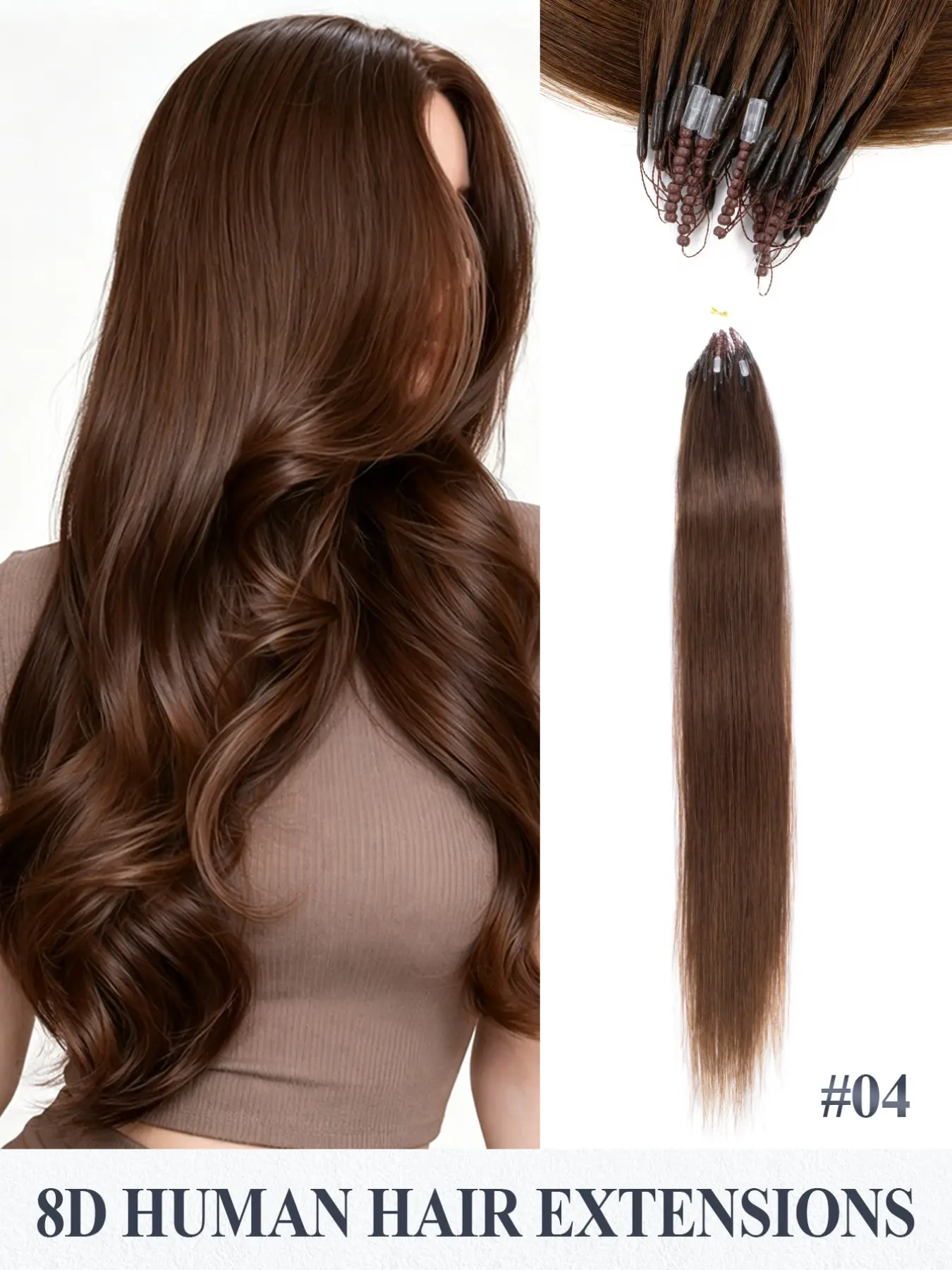8d Micro Link Hair Extensions Human Hair Micro Bead Hair Extensions Straight Human Hair Ash Blonde Highlighted Bleach Blonde 50 Strands Nano Ring Invisible Mini Silicon Beads Microlink Hair Extensions