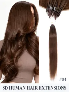 8d Micro Link Hair Extensions Human Hair Micro Bead Hair Extensions Straight Human Hair Ash Blonde Highlighted Bleach Blonde 50 Strands Nano Ring Invisible Mini Silicon Beads Microlink Hair Extensions