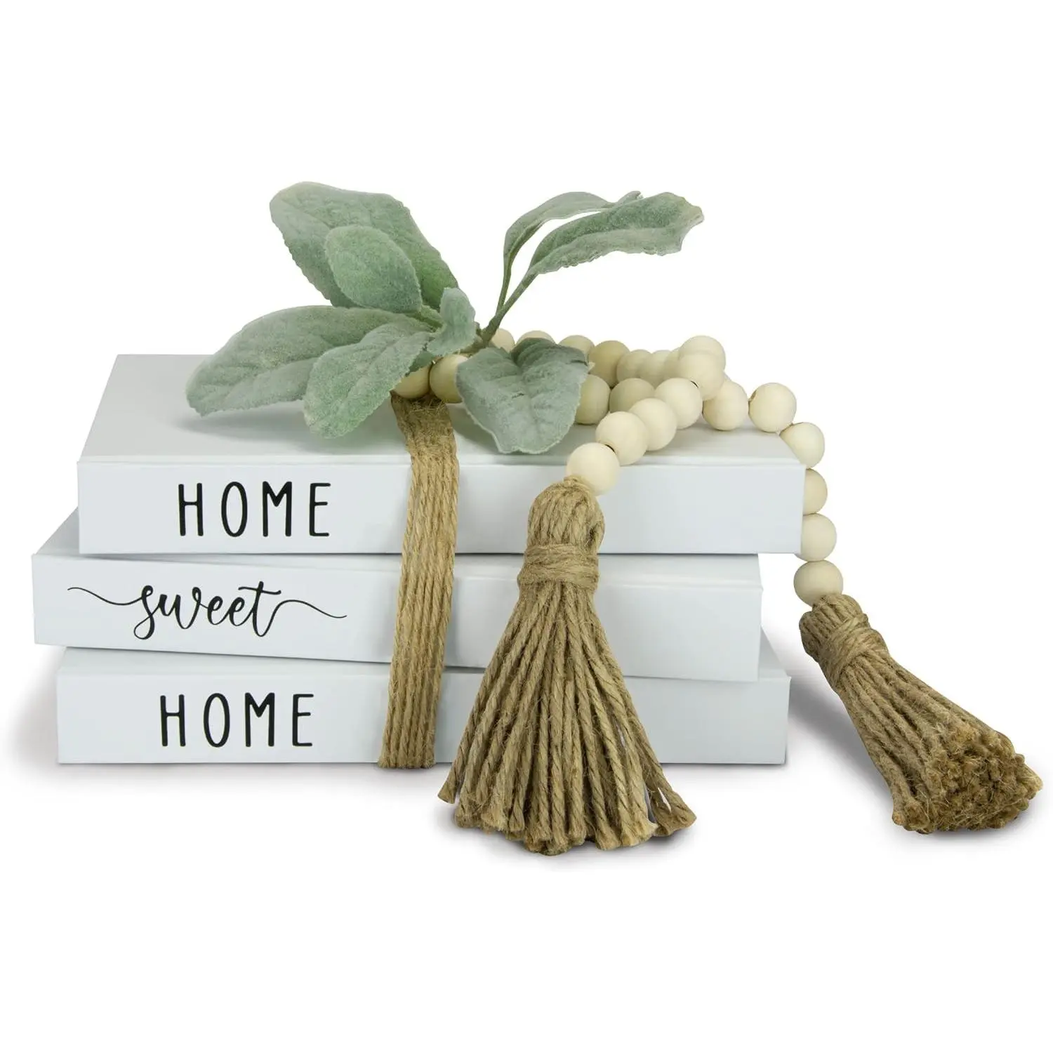 White Decorative Faux Books Home Sweet Home Design Farmhouse Style Accent Decor for Living Room Coffee Table Shelf