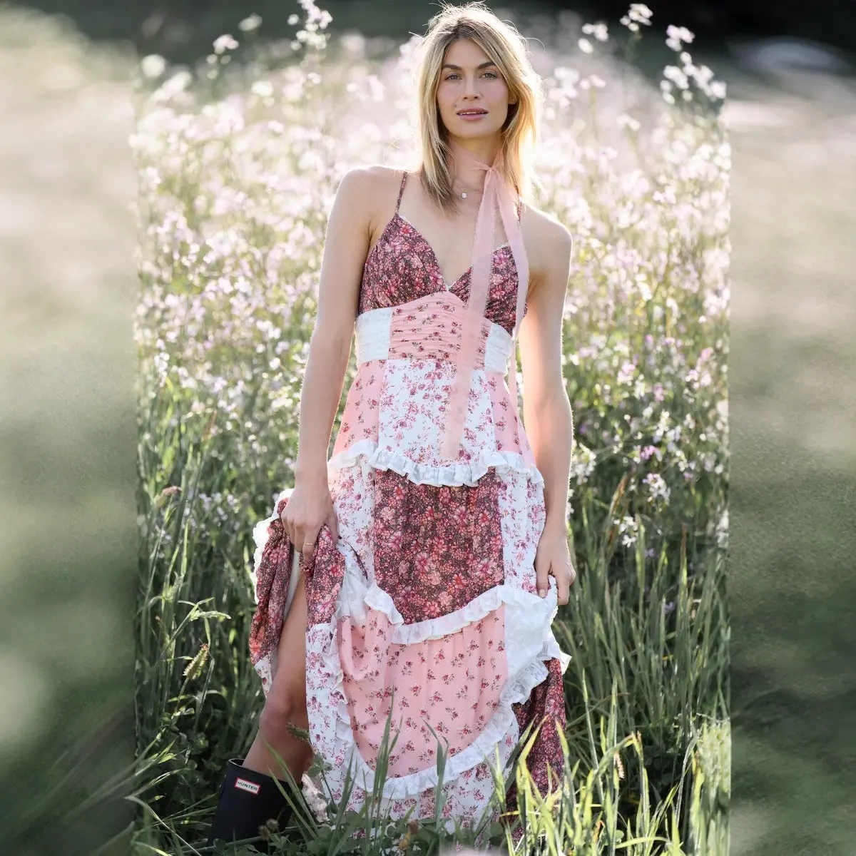 2026 European and American women's clothing, AliExpress, sleeveless suspenders, digital printing, long skirts, spliced skirts