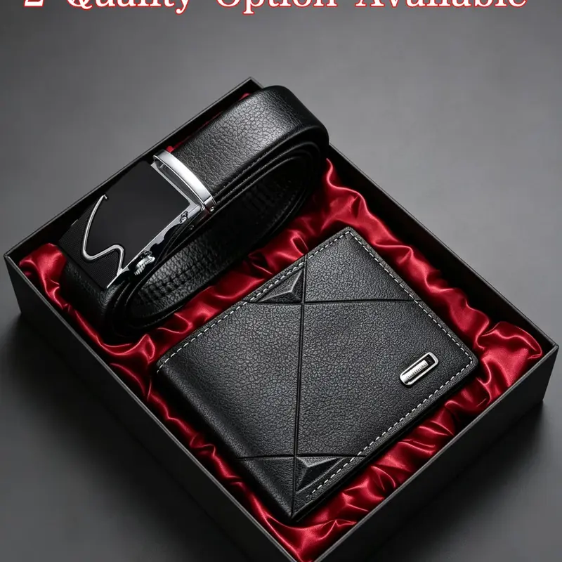 Men's Fashion Gift Set with Wallet and Belt, Polished Reliable Accessories Set, High-End Gift Box Included, Perfect for Business Casual Daily Wear, Gatherings