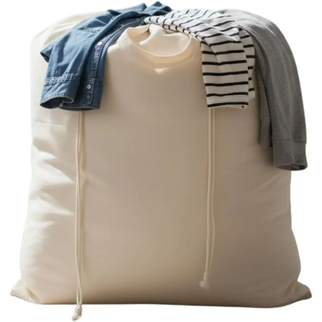 Cotton Canvas Laundry Bag Extra Large with Handles, 28"x18" Heavy Duty Drawstring Dirty Clothes Bag, Machine Washable for Travel, College Dorm, Camping & Storage: Natural