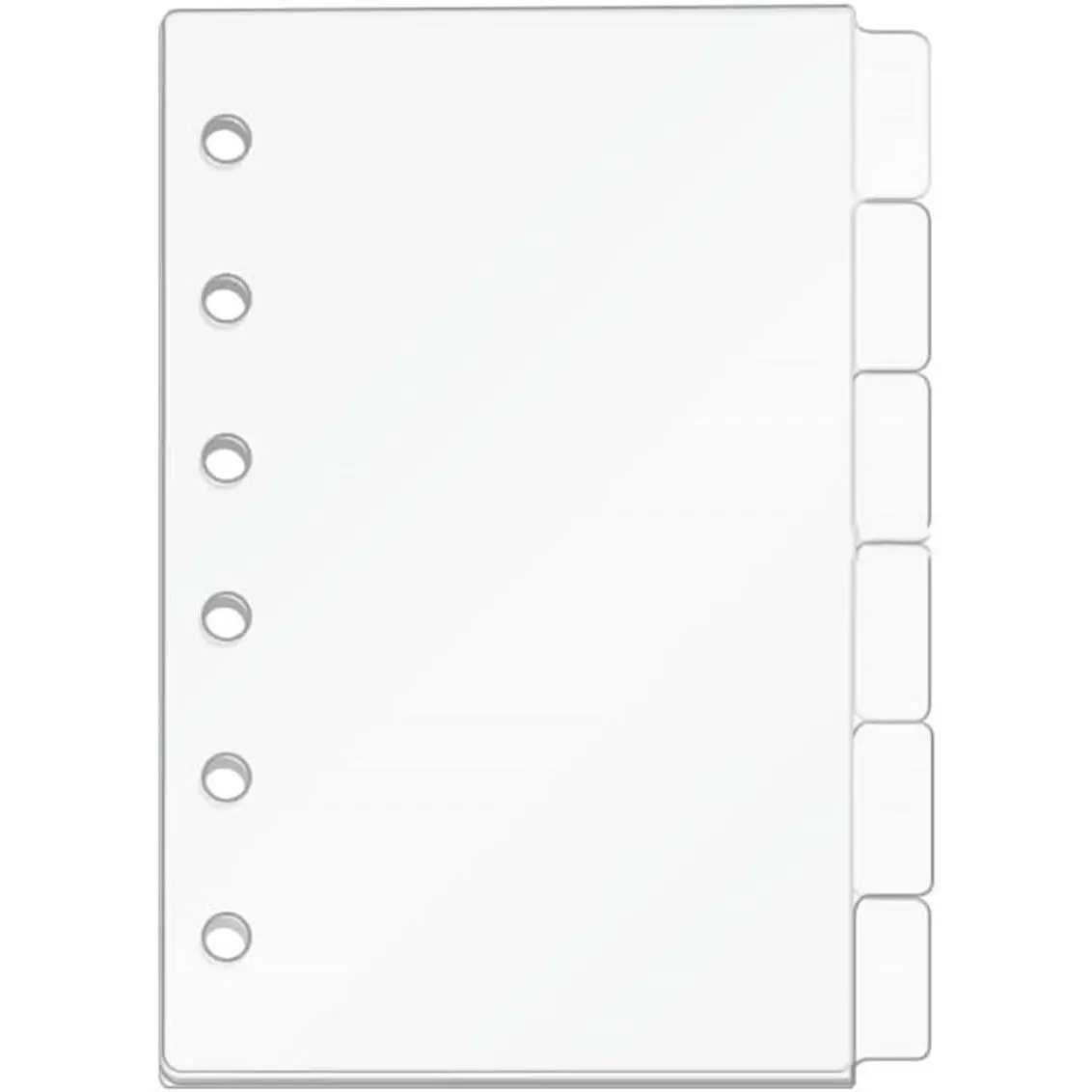 A7 Binder Dividers 6 Tabs Clear  Binder Index Tabs Planner Divider for Round Ring Binder Sheet Protector ( 6 Dividers)