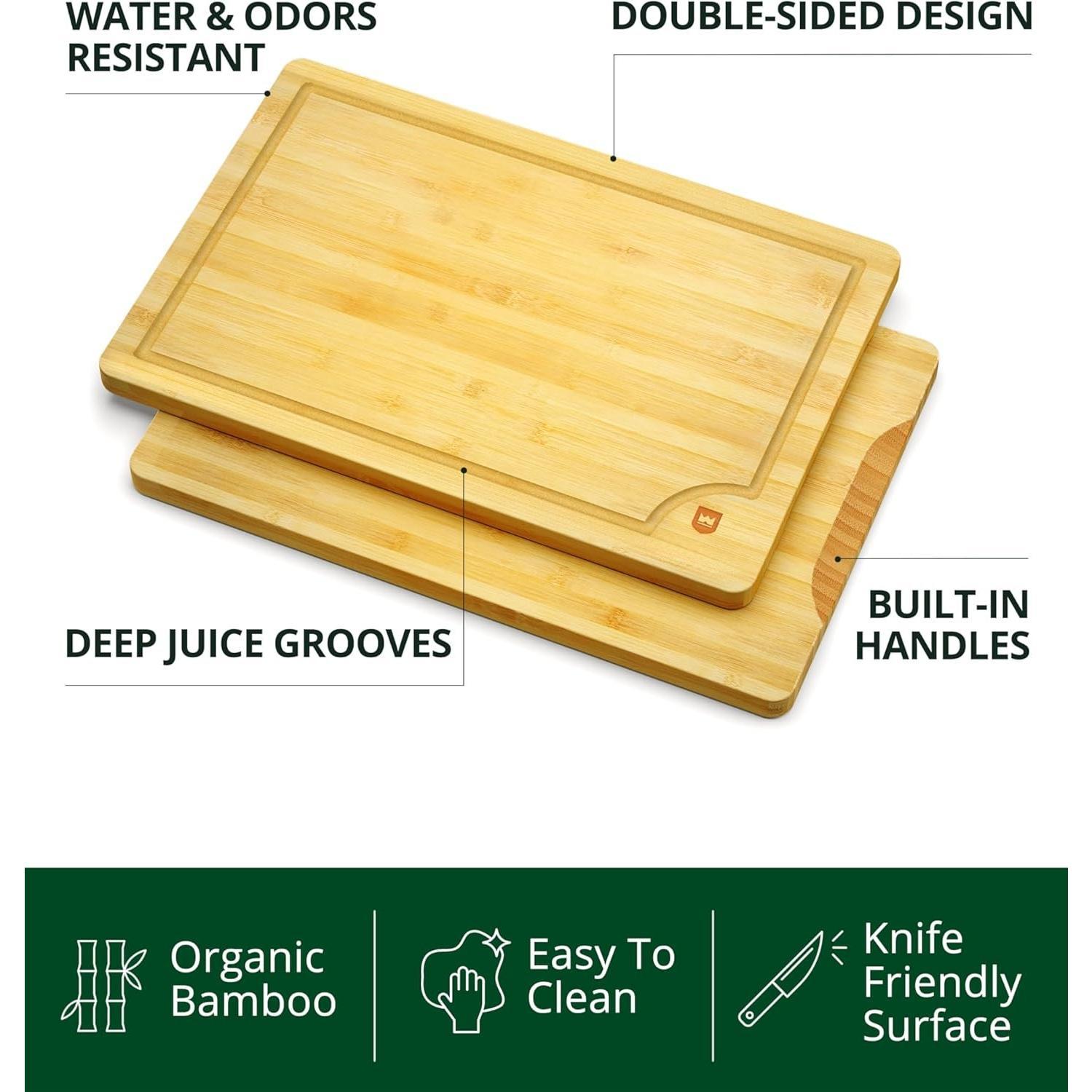en  Boards for Kitchen Meal Prep & Serving -   Serving Board Set with Deep Juice  Side Handles - Charcuterie & Chopping Butcher Block for Meat