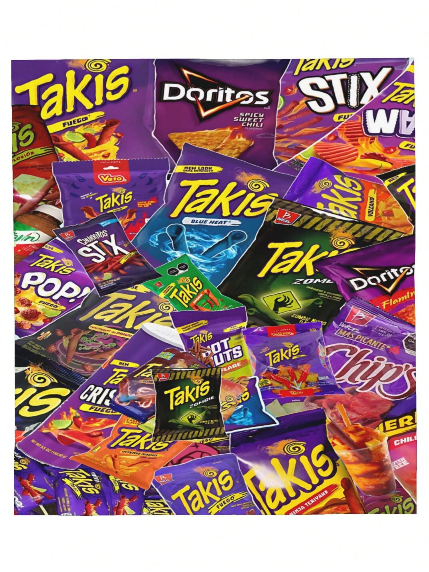 1pcs Soft Personalised Takis Merch Flannel Thick Blanket, Suitable For Sofa, Bed, Living Room, Travel, Office, Shawl, Nap Blanket, Air Conditioning Blanket, Bed Sheet, Camping, Ideal Gift, Daily Gift
