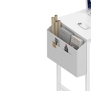 Small White Desk for Small Spaces, 32 Inch Kids Girls Study Writing Desks for Bedroom, Simple Modern Laptop PC Little Side Table with Storage Bag Headphone Hook