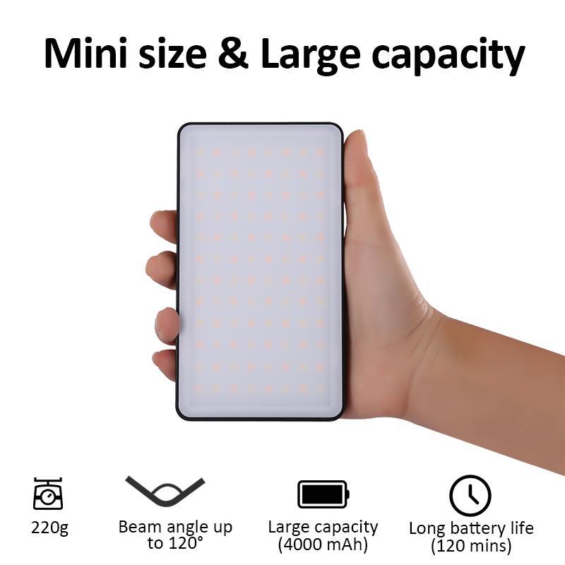 LED Panel Light, Bi-color Photo Light with 4000mAh Battery Rechargeable, 3200-6500k Bi-color Dimmable Camera Light, Photographic Fill Light with Color Filters for Dslr Camera, Stocking Fillers Gift