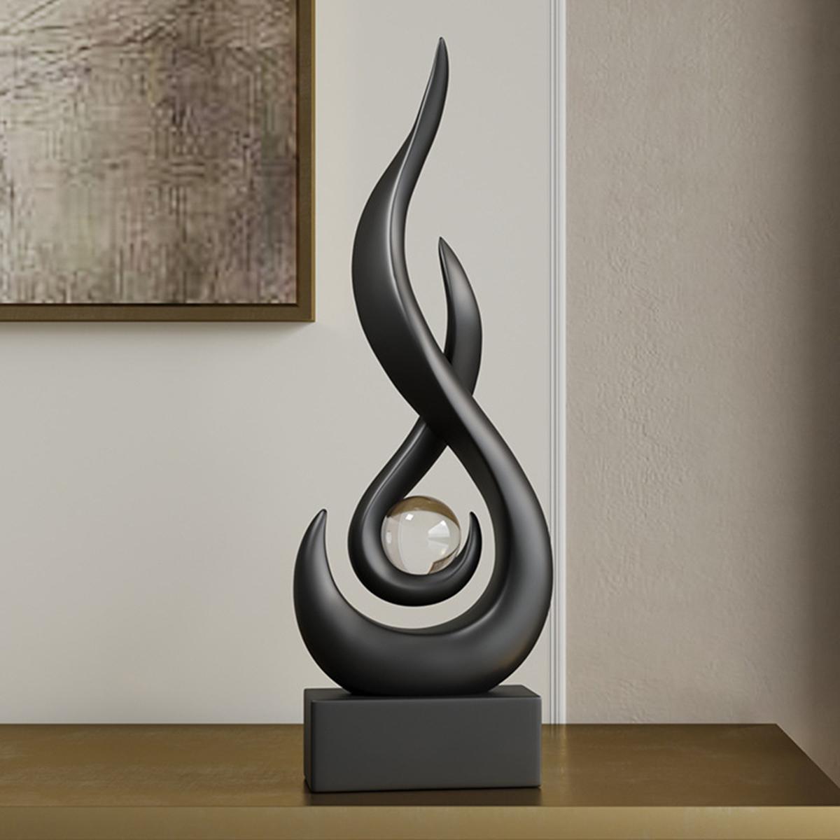 Abstract Flame Design Resin Ornament, Resin Sculptures, Modern Art Home Decor, Unique Desktop Decoration, Suitable for Living Room and Office