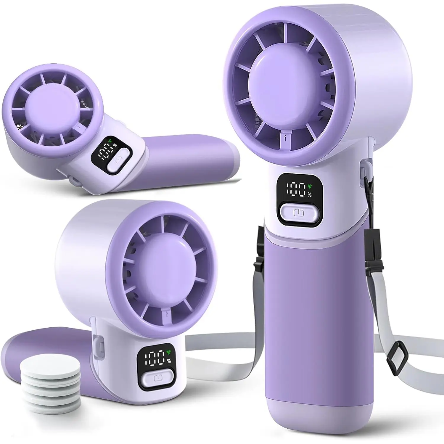 Portable Fan Handheld Turbo Fan, 4000mAh Rechargeable Personal Fan | 5 Speeds, USB-C 90° Adjustable Handhled Fan with Aroma Diffuser, Up to 12H Cooling, Gifts for Women (Soft Lavender)