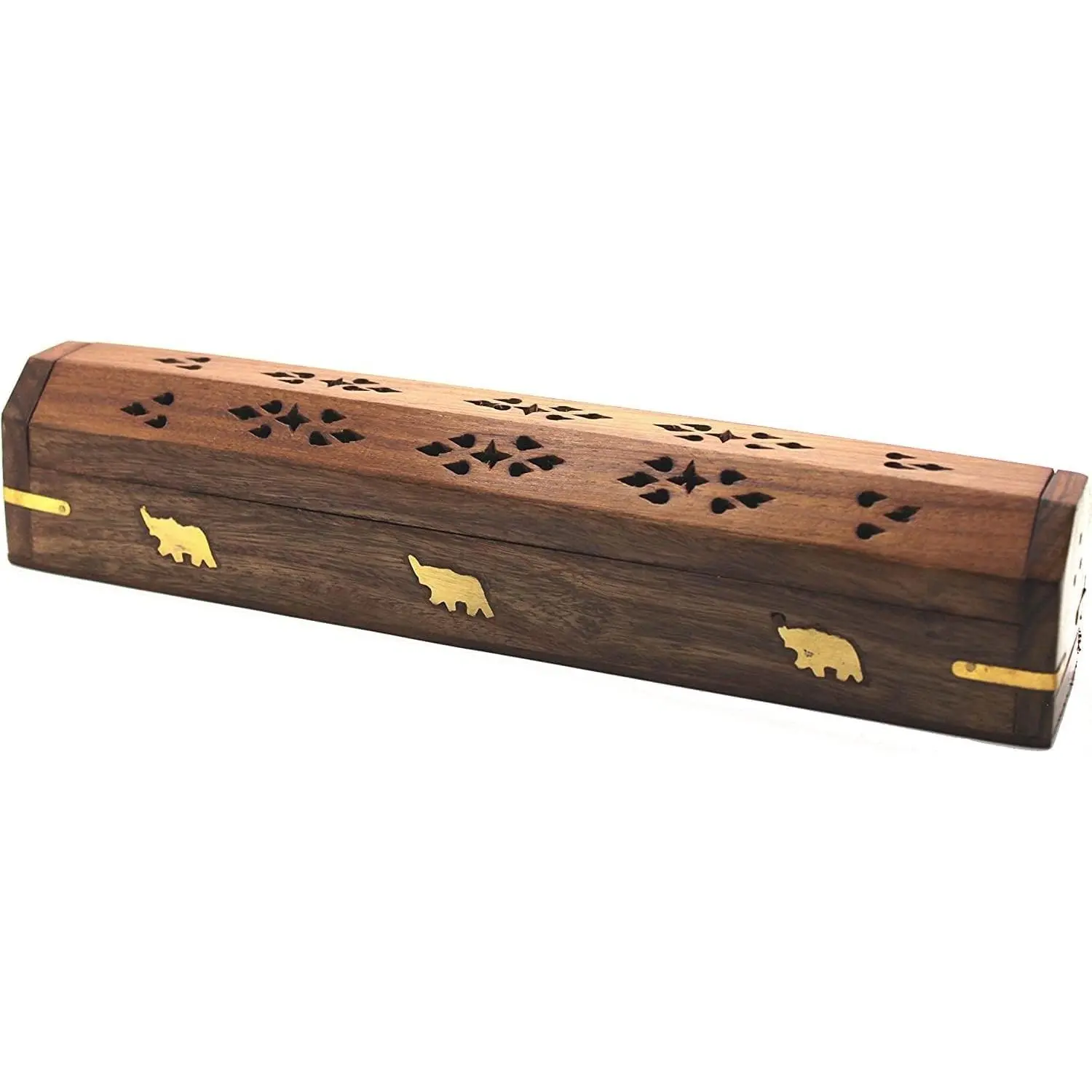 Traditional Handmade Burner Wooden Coffin Incense Stick Holder Ash Catcher Stand (Wooden Coffin)