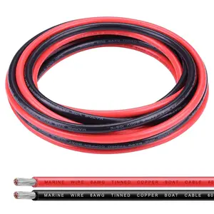 6 Gauge Wire, 10Ft Black & 10Ft Red 6 AWG Tinned Copper Electrical Wire ,2 Single Conductor Insulated Stranded Wire for Solar Panel  Automotive Marine Speaker,Low  Wire for Light