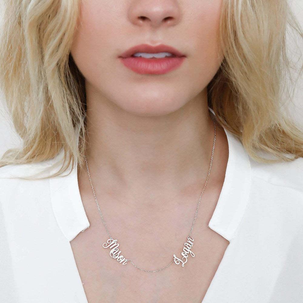 For Mother's Day Multiple Names Custom Cut Necklace Personalized Gift Stainless Steel Letter Necklace  Anniversary Valentine's Day