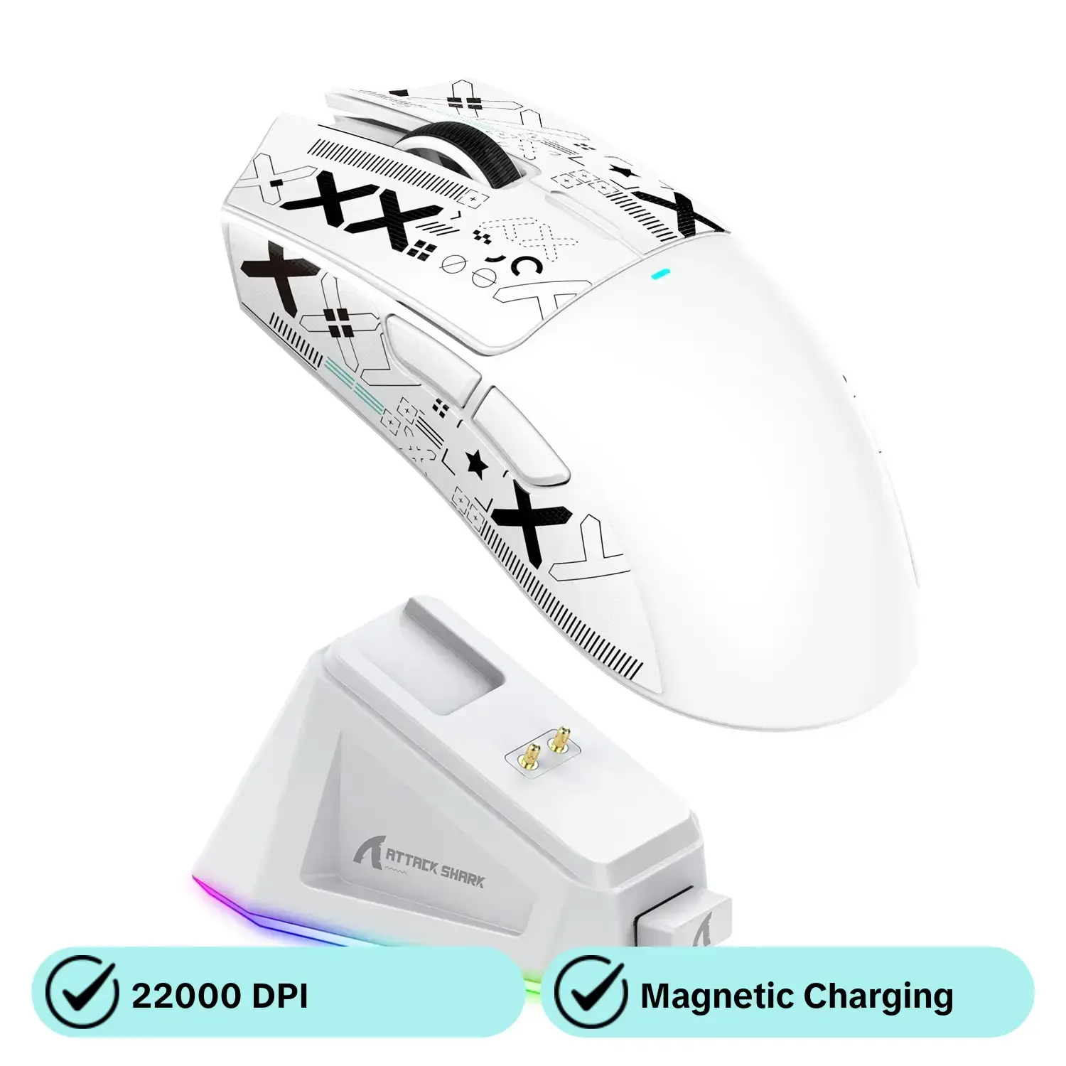 Attack Shark X11 Gaming Mouse with Magnetic Charging Base, Pixart Paw3311 Sensor, Bluetooth-compatible/wireless/lightweight Connection, 22000 Dpi, Gaming Accessories, Gaming Peripherals