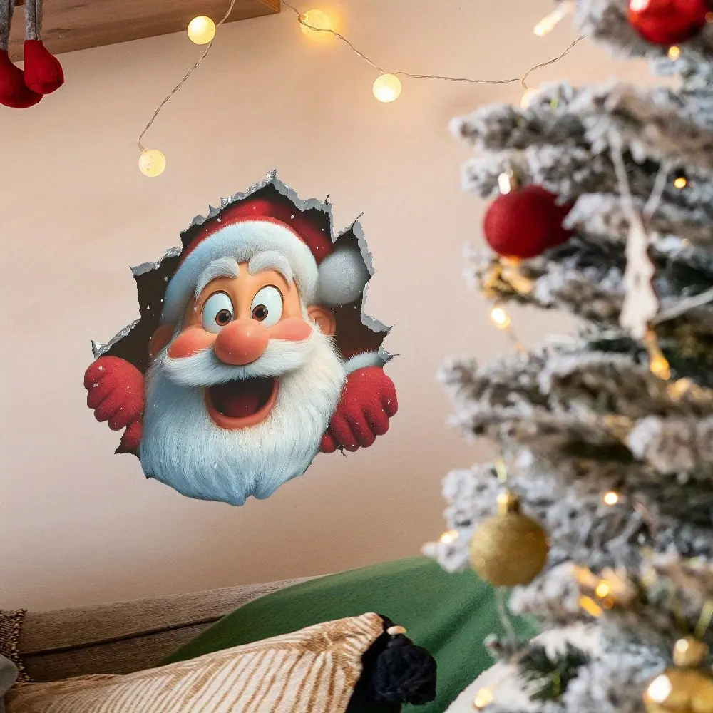 Creative Santa Claus Wall Sticker, Perfect for Living Room, Bedroom, Christmas Party Decor, Holiday Home Decoration Gift