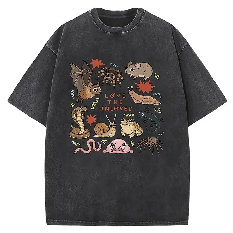 Vintage Love The Unloved Washed Tee, Graphic Washed Shirt, Animal Lover Shirt, Unisex Streetwear Shirt  Mssly