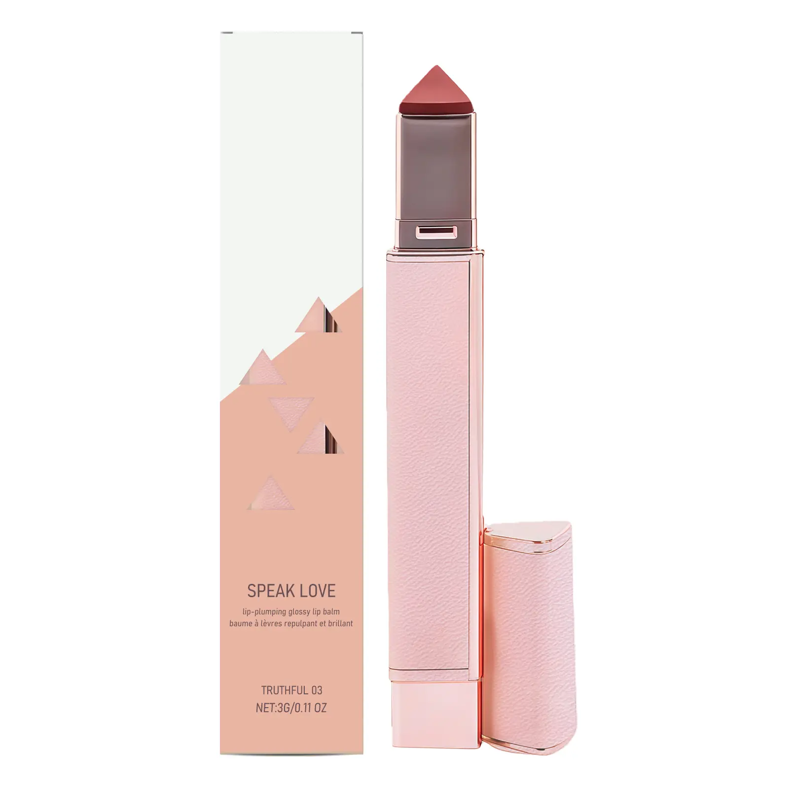 SPEAK LOVE Lip-Plumping Glossy Lip Balm Truthful 03 Hydrating Shiny Lip Stick Long Lasting Non Drying Plump Lips Gloss Lip Makeup 3G Portable Daily Dating Cosmetic For Women All Skin Tones