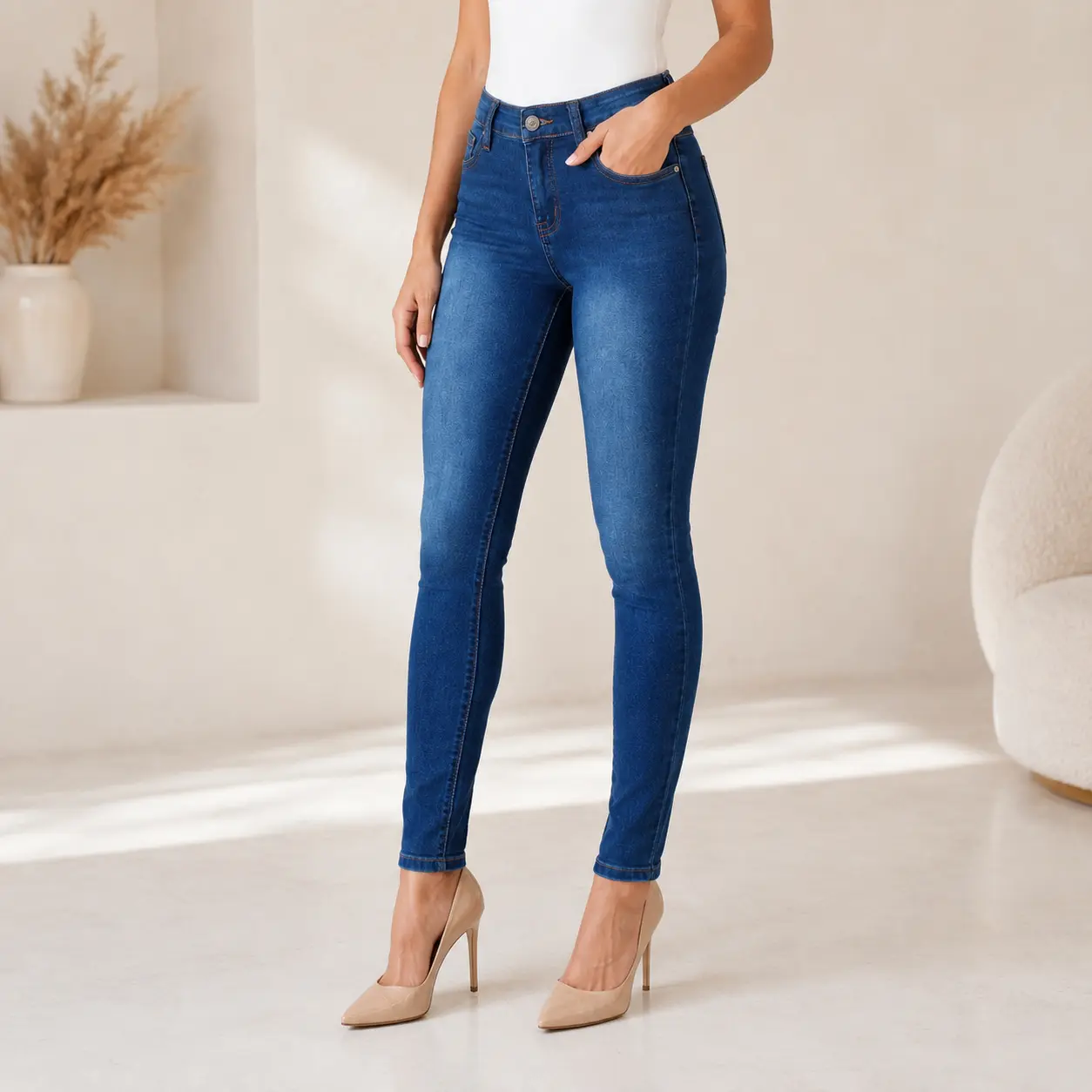Women High Waist Dark Blue Stretch Skinny decade Jeans Tummy Control Slim Fit Ankle Length Denim Pants Curvy Figure Friendly Daily Casual WearWomen's Medium Blue Leggings Slim-Fit Skinny Casual Small Leg Pants